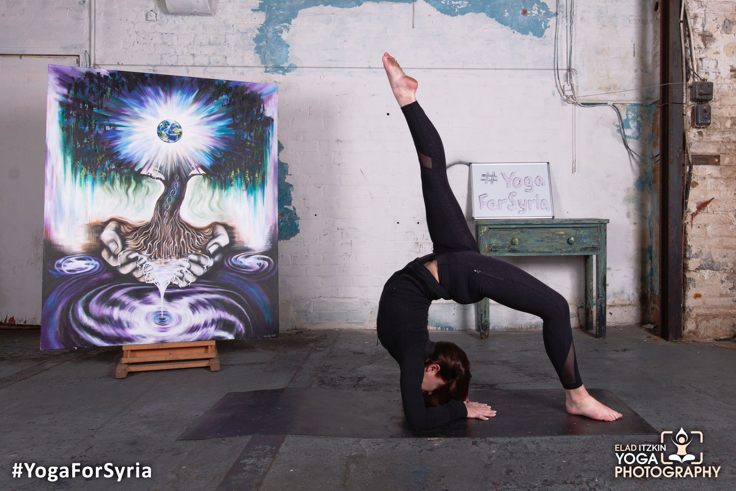 Yoga for Syria event in the Ugly Duck London, November 2015 (#YogaForSyria)
