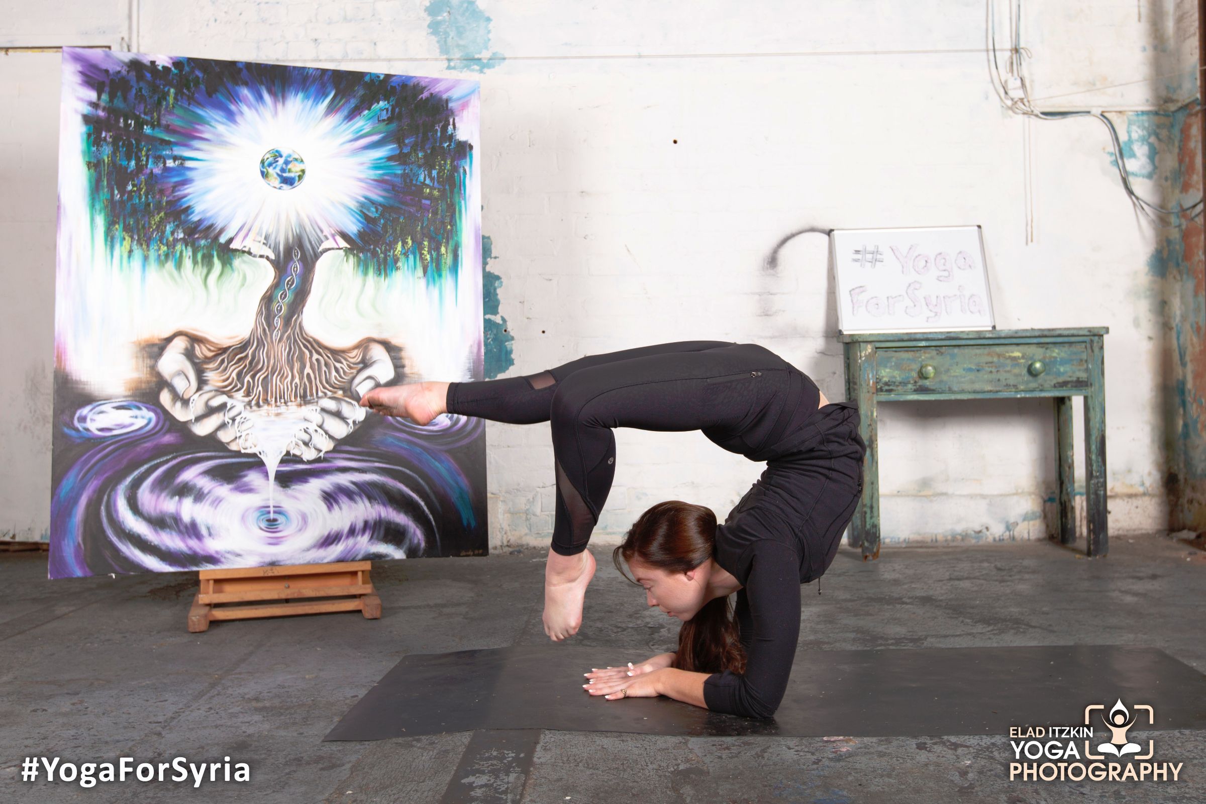 Yoga for Syria event in the Ugly Duck London, November 2015 (#YogaForSyria)