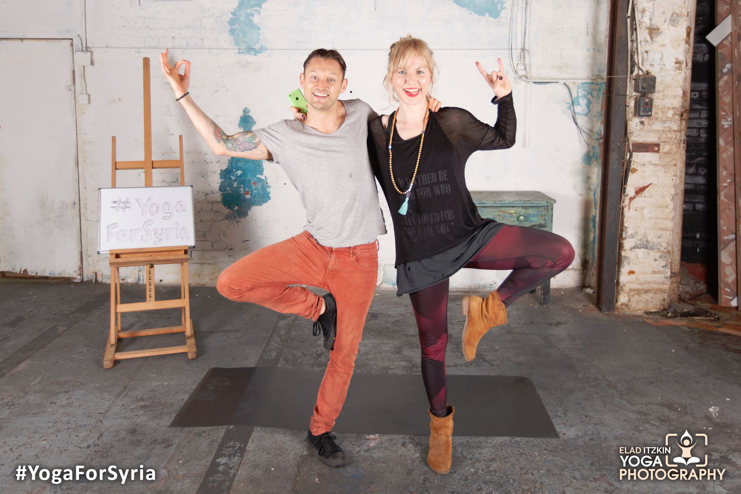 Yoga for Syria event in the Ugly Duck London, November 2015 (#YogaForSyria)
