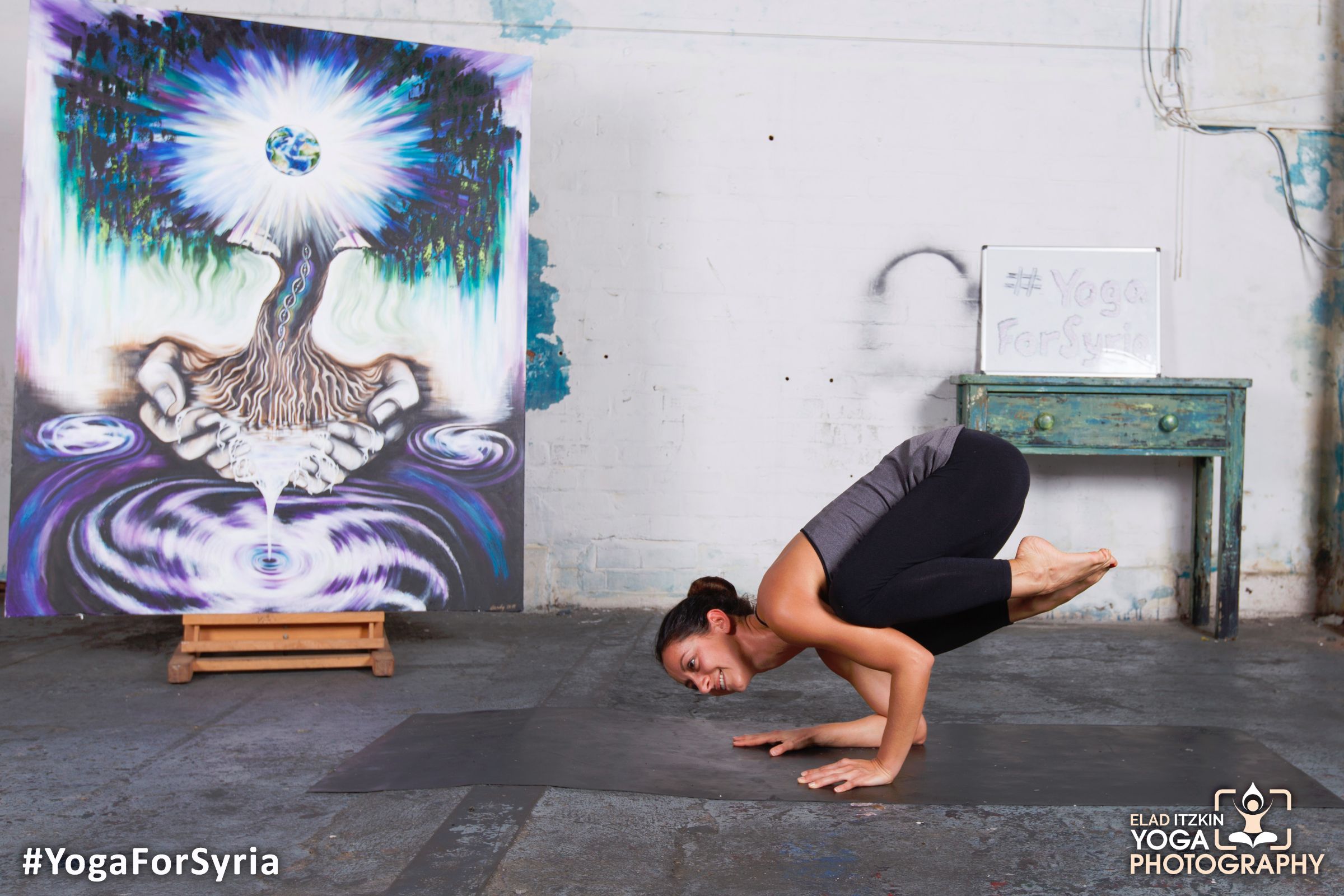 Yoga for Syria event in the Ugly Duck London, November 2015 (#YogaForSyria)