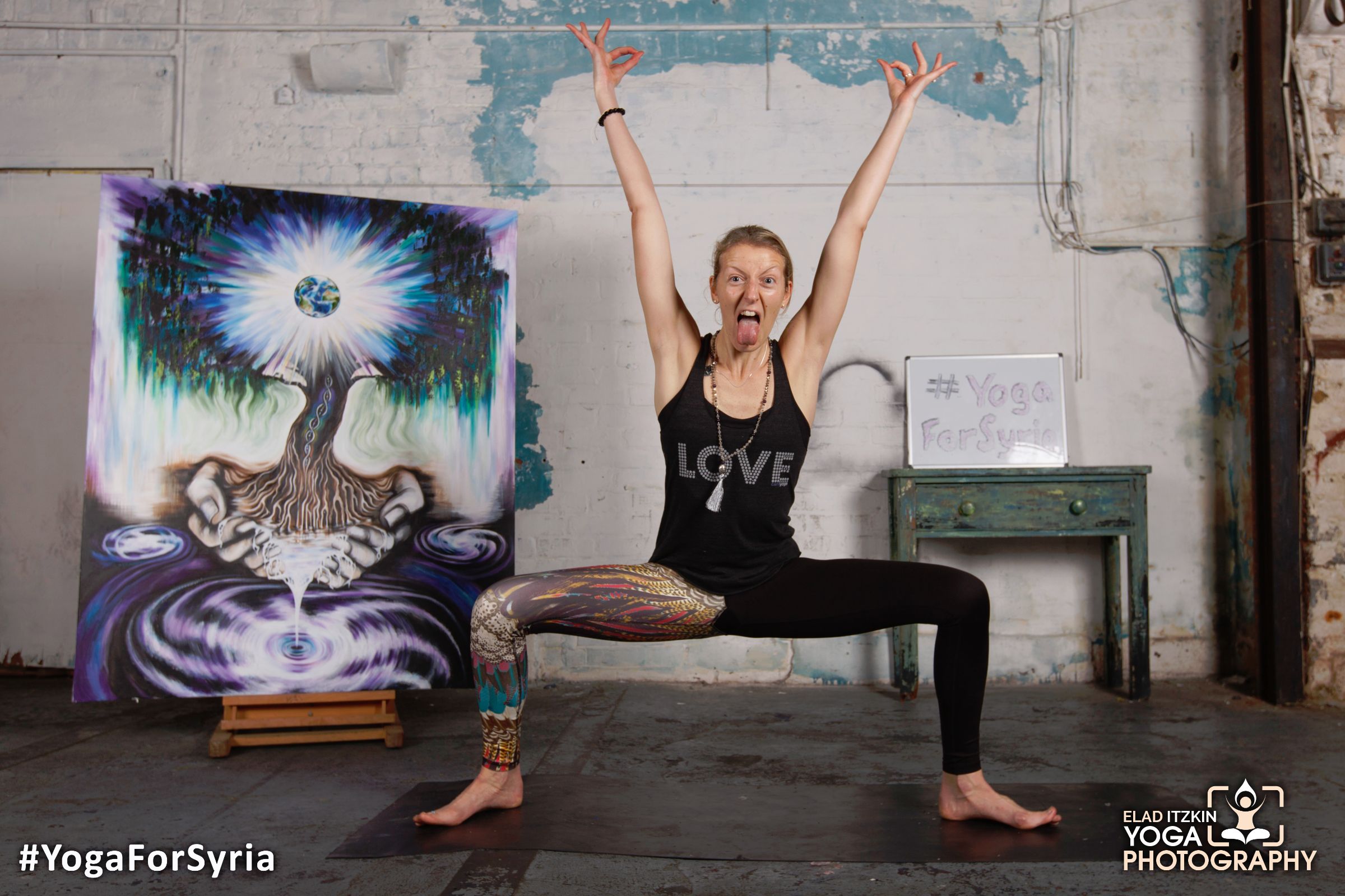 Yoga for Syria event in the Ugly Duck London, November 2015 (#YogaForSyria)