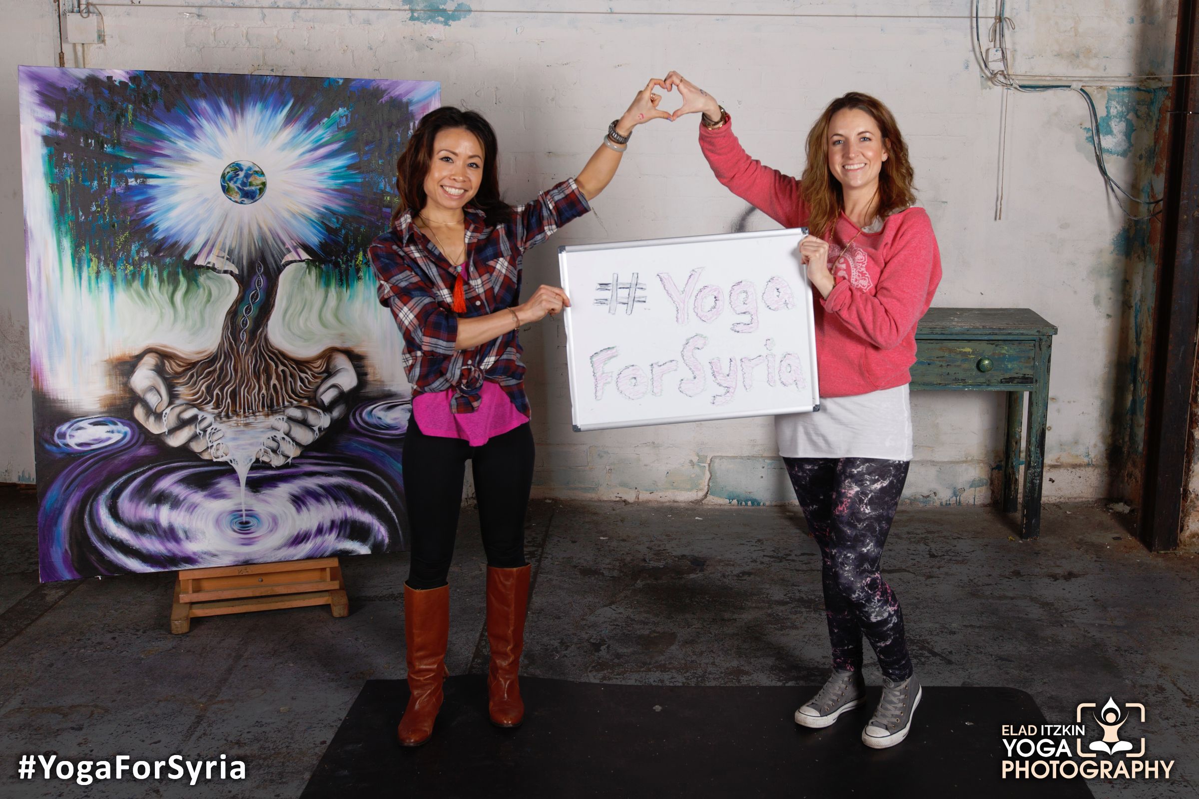 Yoga for Syria event in the Ugly Duck London, November 2015 (#YogaForSyria)