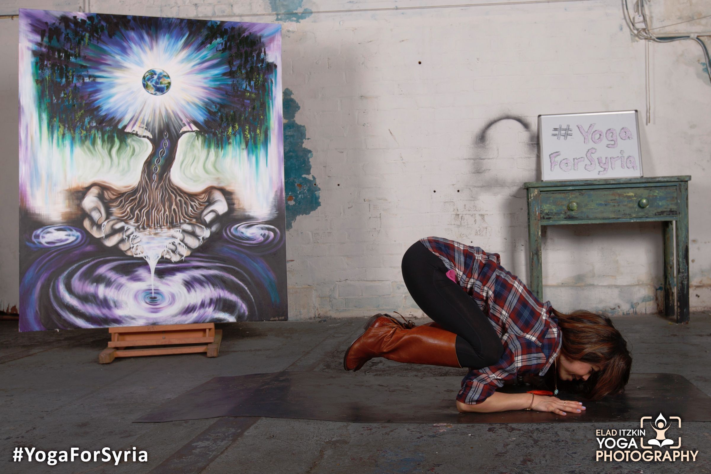 Yoga for Syria event in the Ugly Duck London, November 2015 (#YogaForSyria)