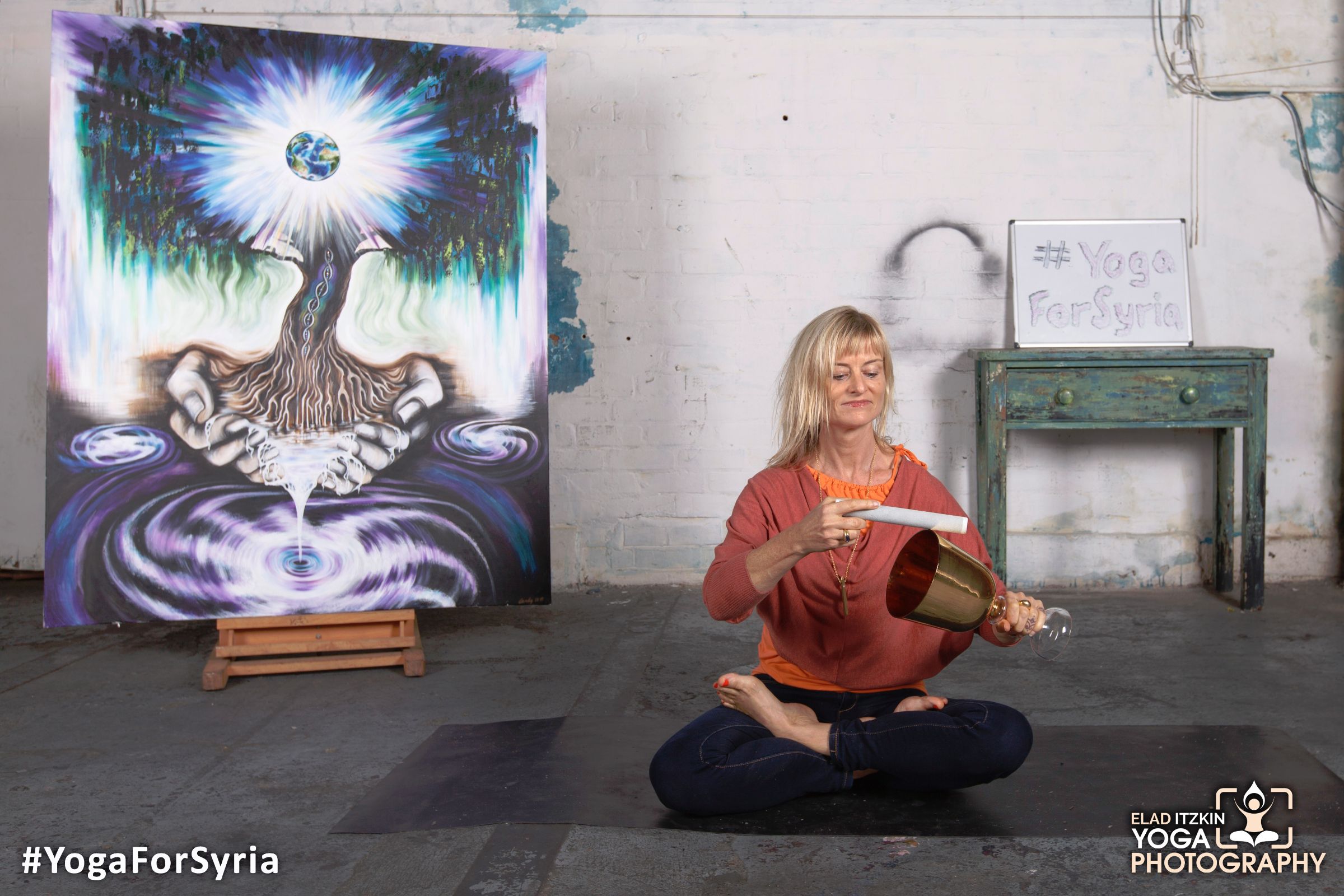 Yoga for Syria event in the Ugly Duck London, November 2015 (#YogaForSyria)